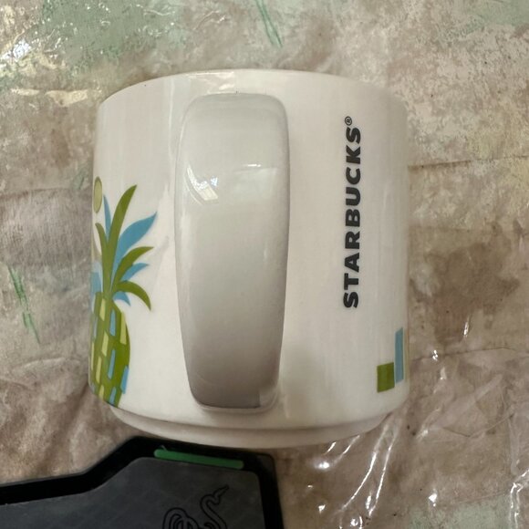 Starbucks Waikiki Hawaii You Are Here Coffee Mug 2017 White Lime Green Pineapple - Picture 3 of 5